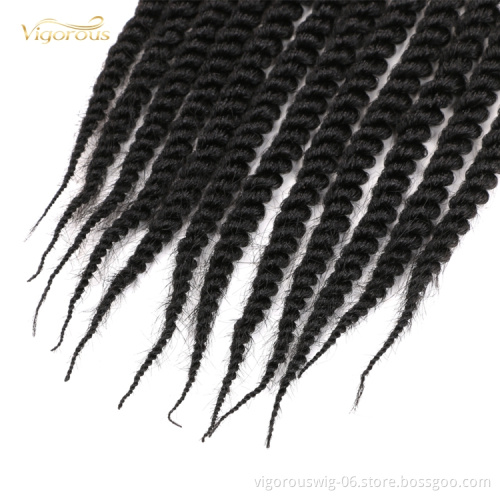 Kinky Curly Crochet Extension Passion Hand Made Short Black Pre Stretched Twist Hair Synthetic Braiding Wig